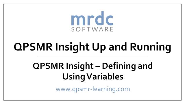 QPSMR Insight Defining and using variables