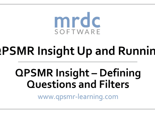 QPSMR Insight Defining questions and filters